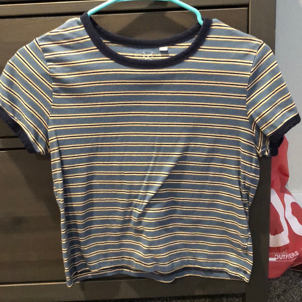 Blue striped crop shirt from Pacsun